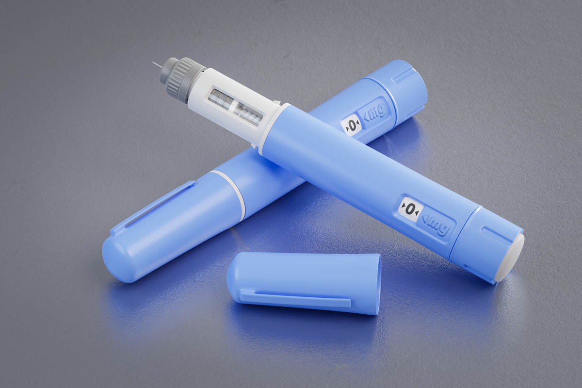 GLP-1 injection pens on a clinical surface