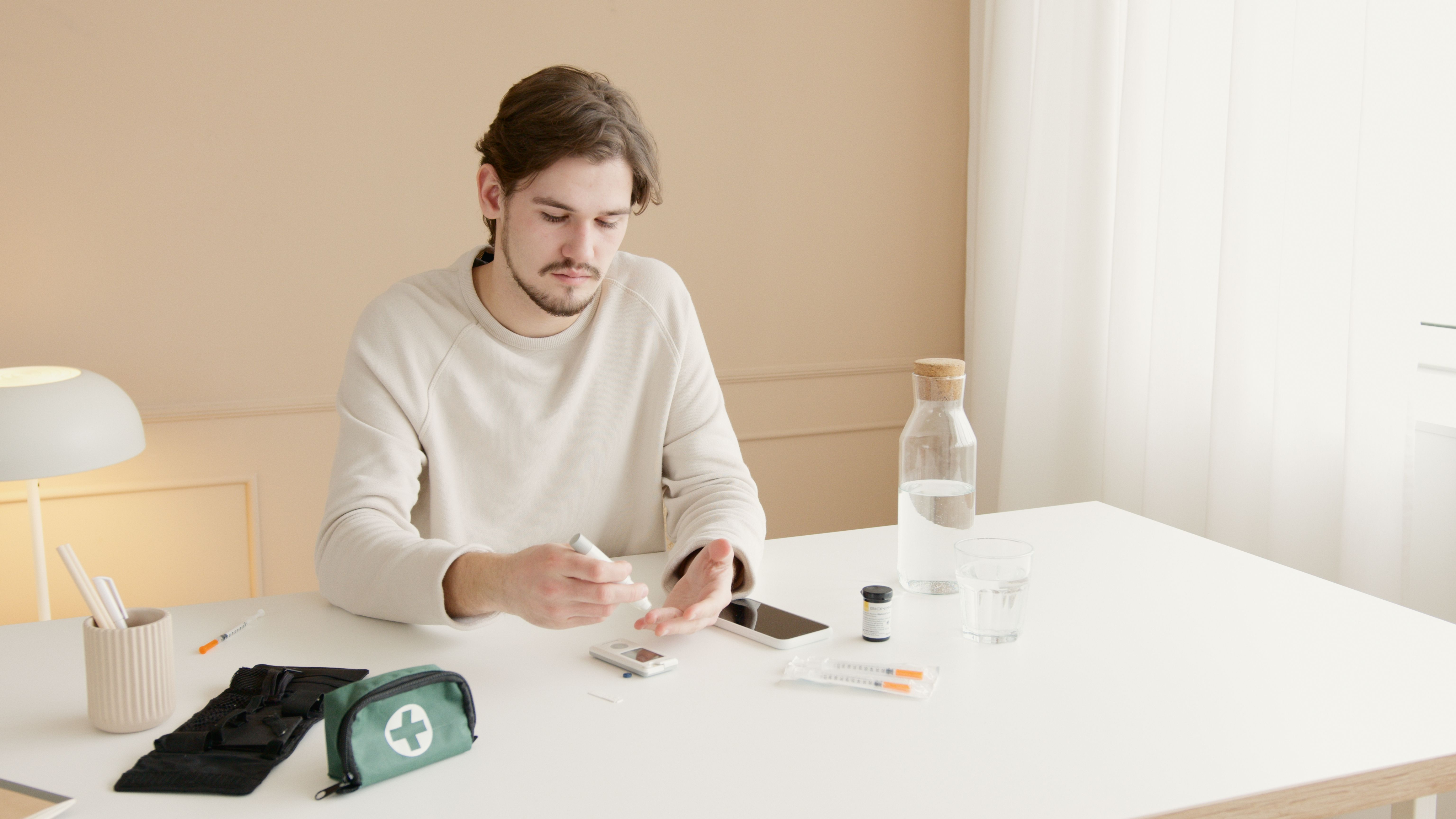 Man reviewing health information at a desk