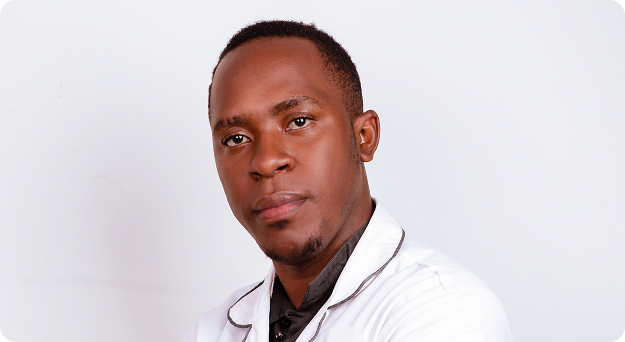 Dr. David Reynolds in a white coat